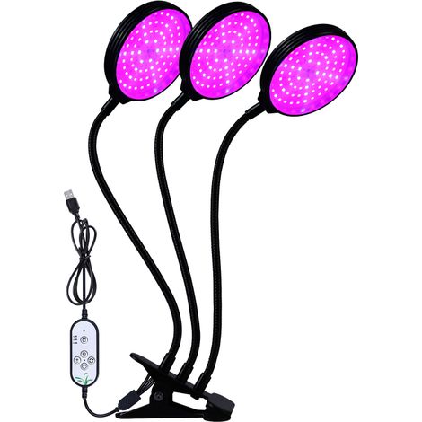 Lampe de croissance LED Sunlike – Bleu/rouge – Minuterie 4/8/12h – 5 niveaux – Pince – Col de cygne – USB – Spectre complet – Plantes d’intérieur (1/5)