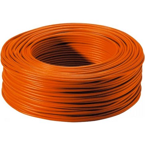 Arcanaute – Fil électrique rigide HO7VU 1.5 mm² orange – Isolation PVC – Pour chantiers humides – Vendu au mètre