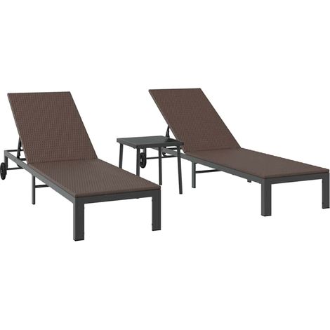 Maison Exclusive - Tumbona 2-persona 3 pcs Marrón ratán sintético