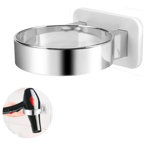Support mural pour sèche-cheveux - Bord extra large - Placage blanc (1/5)