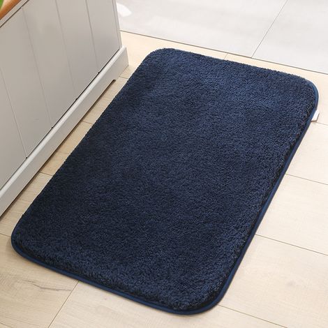 Tapis de bain en microfibre (61 x 91 cm, bleu foncé) doux et duveteux, ZQKLA (1/5)