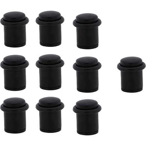 10 topes puerta cilíndricos acero inox amortiguador goma 20mm negro (1/3)