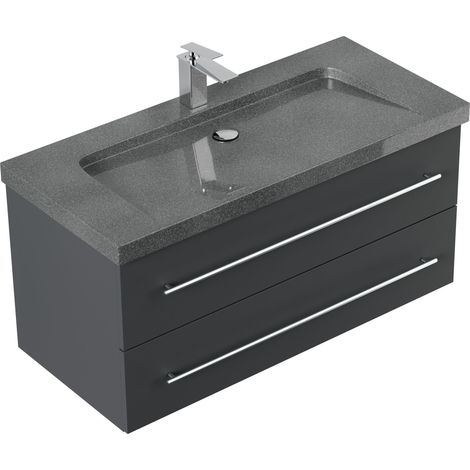 Badmöbel Granit G654 Damo 100 cm 1 Hahnloch SoftClose grafit