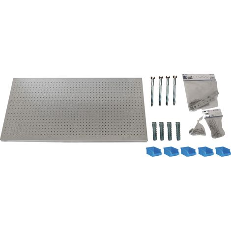 SimonRack Panneau Mural Perforé Porte-Outils avec 30 Crochets – 600x1200x35 mm – Acier Grigio – Simonwork