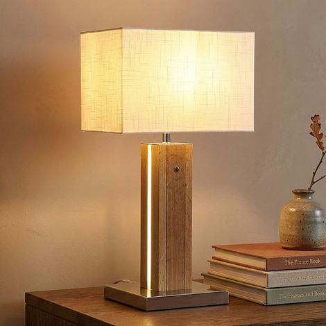 Lampe de table LED, lampe de chevet, lampe de chambre à coucher, 2 ampoules, variateur tactile, gris, H 56 cm (1/5)