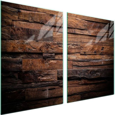 Plaque de protection en verre pour poêle 2x45x52 Bois (1/5)