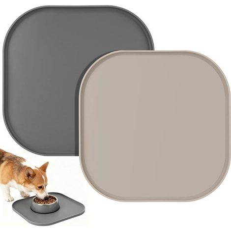 2 alfombrillas de silicona impermeables para comederos de perros y gatos，comedero de silicona para perros，26 x 26 cm (1/5)