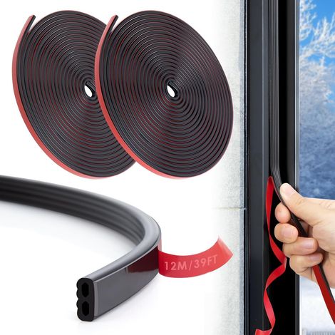 D-Profile New Silicone Entrance Door Seal 12 m Door Window Seal Sound Insulation Window Seal Self Adhesive Seal Thermal Door Caulking (Black) (1/5)