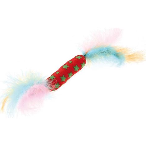 Jeu de roulettes en tissu à longues plumes pour chats