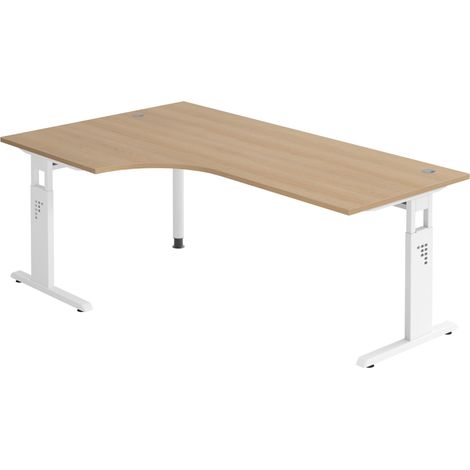 bümö Schreibtisch Serie-O Eckform: 200 x 120 cm  Eiche Weiß