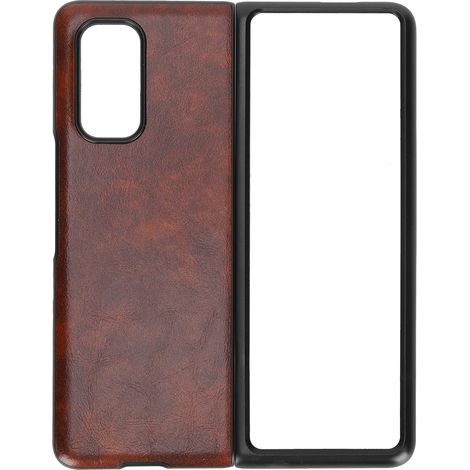Étui de téléphone professionnel en cuir véritable texturé pour téléphones à écran pliable Xiaomi MIX FOLD marron (1/5)