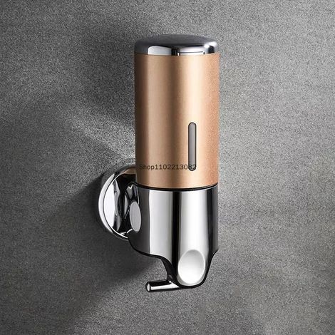 (1 Or) Distributeur mural de gel hydroalcoolique de haute qualité pour hôtels, avec ventouse et bouton-poussoir manuel. Collecteur de savon liquide et de mousse. Accessoires de salle de bain. (1/5)