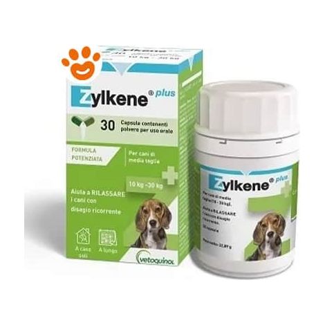 Vetoquinol Zylkene Plus Cani 10 Kg a 30 Kg - Confezione 30 Capsule -