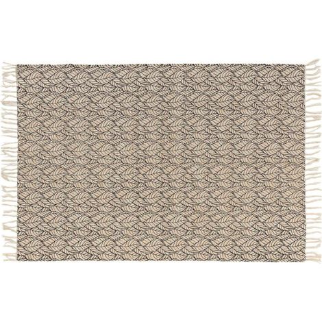 Tapis à franges 120x170 cm Kalinda noir coton jute (1/3)