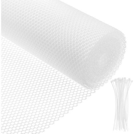 Clôture en Treillis Métallique en Plastique Clôture de Jardin Blanche 8 m X 30cm avec Attaches Torsadées pour Volaille Barrière pour Animaux Fleurs Jardinage Épaisseur de 1.7mm (1/5)