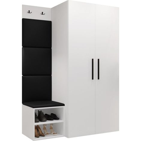 Conjunto para recibidor Nitos IV, Soft 011, 191x122x50cm, Aglomerado laminado, Cuero ecológico, Colocada, Montada en la pared