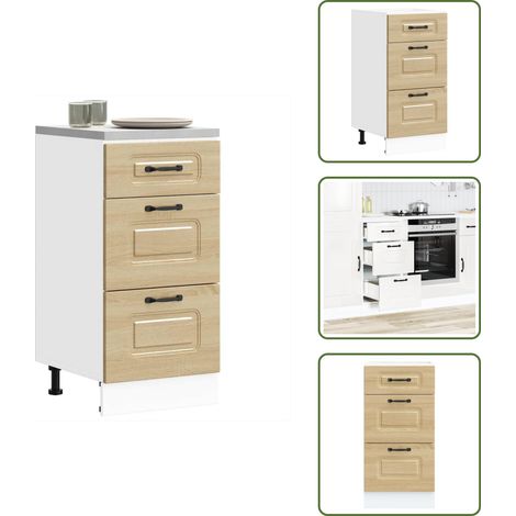 Armario blanco brillante - vidaXL Armario bajo de cocina "Kalmar" de madera de ingeniería blanco brillante - Cocina organizada