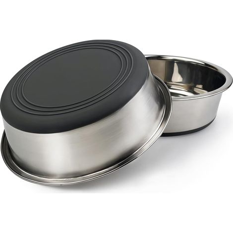 2 x Stainless Steel Pet Bowls, Food Grade Dog Bowl with Non-Slip Silicone Bottom, Easy to Clean, for Small, Medium and Large Dogs. (1/5)