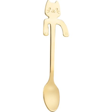 Edelstahllöffel 05, Katzenform, langlebiges und wiederverwendbares Metall, ideal zum Umrühren und Servieren, robuster und eleganter Küchenlöffel. (1/5)