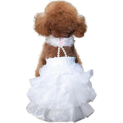 Vestido de novia para perros, atuendo de novia con perlas (1/4)
