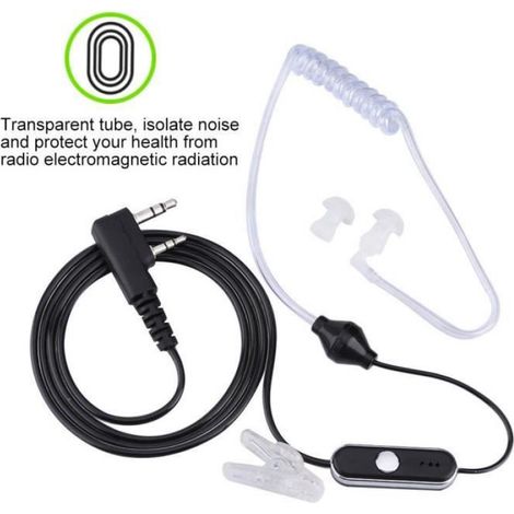 Ecouteur Talkie-Walkie - 2 Broches Universel - Pour Radio K Head - Longueur 130 cm - 25 g (1/4)
