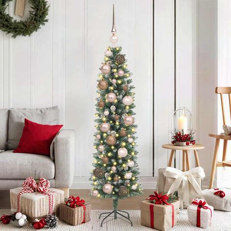 vidaXL Künstlicher schlanker Weihnachtsbaum Grün und Weiß 120 cm (1/5)