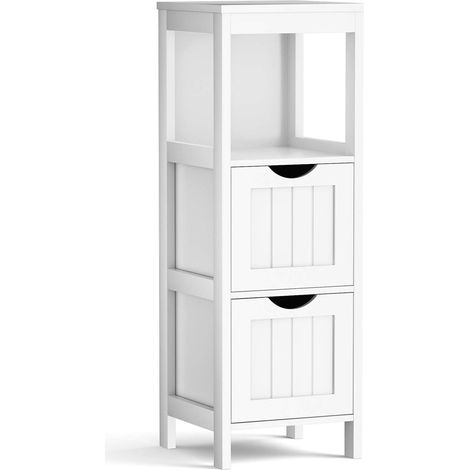 COSTWAY Muebles Baño, Cajonera Baño con 1 Estante y 2 Cajones Extraíbles, Armario Baño Estrecho Lateral, 30 x 30x 90cm, Sala Cocina Comedor (Blanco) (1/5)