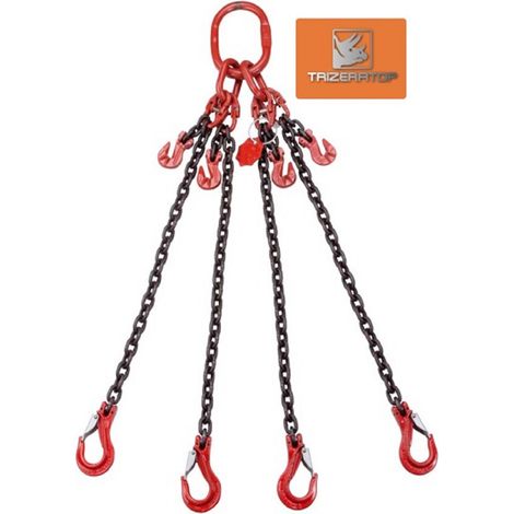 Elingue chaine 4 brins 6mm CMU 2360 kg Crochet à chape Crochet de raccourcissement 2 mètres
