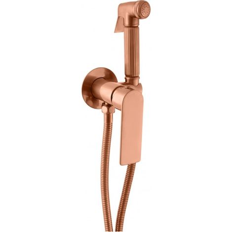 Mitigeur bidet mural NIL en laiton rose gold brossé avec arrêt sur la douchette (1/2)