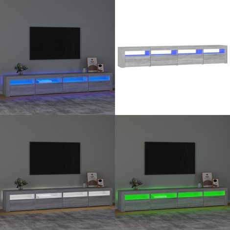 Meuble TV avec lumières LED Sonoma gris 240x35x40 cm - Meuble Tv - Meuble Tv Led - Meuble Tv Avec Éclairage - Meuble Tv Gris - Meuble Tv Design - Home & Living (1/5)
