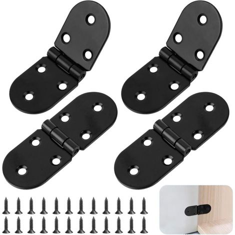 Lot de 4 charnières pliantes en acier inoxydable - Charnières à vis rondes à 180° - Charnières pour tables pliantes - Charnières de table - Charnières pour meubles - Charnières (1/5)