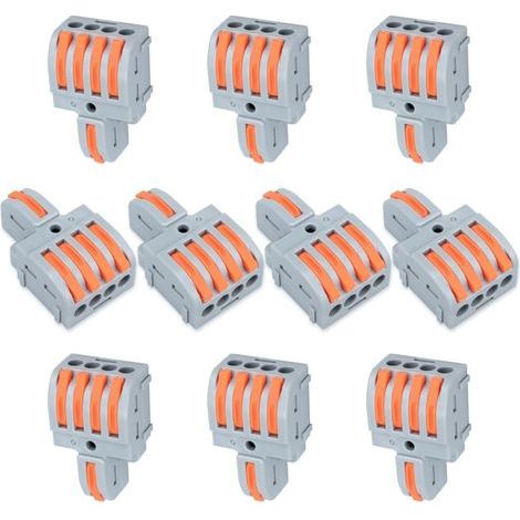 10 terminal connections, 1-in, 4-out connection clamp, with lever, cable connector, with conductor clamp 0.2-4 mm², for DIY projects (1/5)