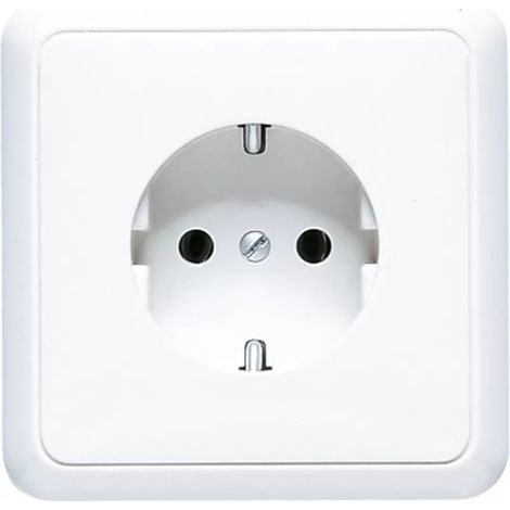 Jung SCHUKO Steckdose, 16 A 250 V , mit Rahmen, Duroplast, ST 550, alpinweiß 5520WW (1/2)