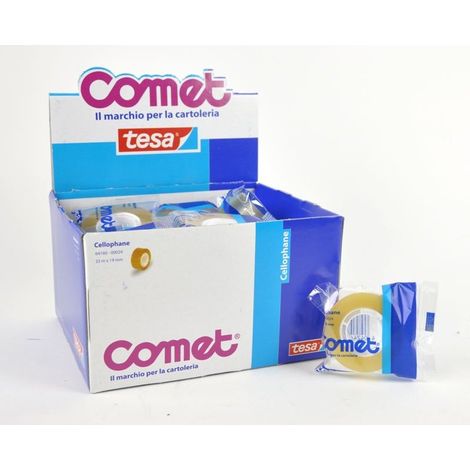Nastro Adesivo Trasparente Comet CF24 19mm x 33m, Confezione da 24 Pezzi