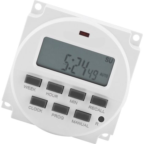 Interrupteur programmable numérique 12V, minuterie intelligente de contrôle électrique durable, commutateur temporisé réglable pour veilleuse LED. (1/5)