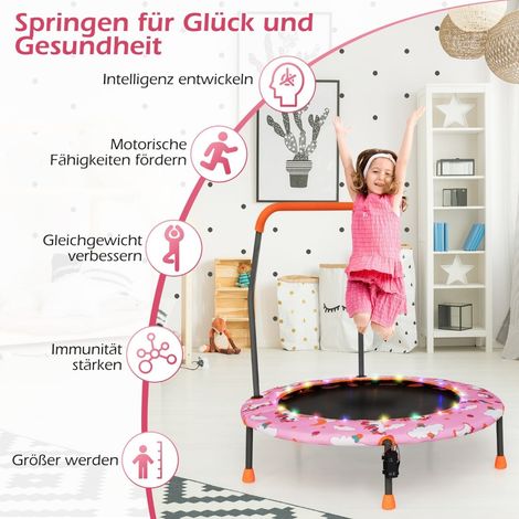Mini-Trampolin für Kinder mit LED-Beleuchtung und abnehmbarem Griff