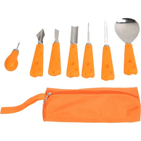 Kit de sculpture de citrouille d'Halloween 7 pièces, outils multifonctions en acier inoxydable avec sac de rangement pour décoration de lanterne (1/5)