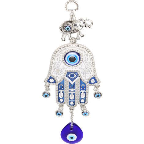 Pendentif Yeux Bleus pour Voiture - Charmant Amulette Protectrice Faite Main, Décoration Rétroviseur, Convient pour Accroche Murale ou à Fixer sur une Panneau de Porche (1/5)