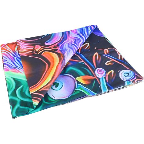 Tapisserie crâne réactive aux UV, tapisserie décorative mystérieuse colorée faite à la main noire brillante avec accessoires, tissu brossé, GTYG (297), 150x130 cm / 59,1x51,2 pouces. (1/5)