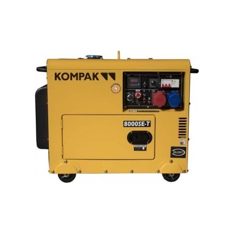 Groupe électrogène diesel insonorisé 6300W – Monophasé et triphasé – Moteur 4 temps OHV – Système AVR pour tension stable – Kompak (1/5)