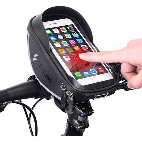 TRADE SHOP - Porta Cellulare Smartphone Per Bicicletta Supporto Borsa Astuccio Impermeabile - (1/5)