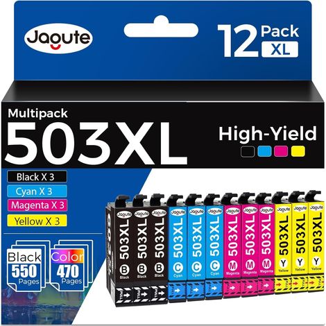12 Pack 503XL Cartouches d'encre Compatible avec Epson 503 503XL Multipack (1/5)