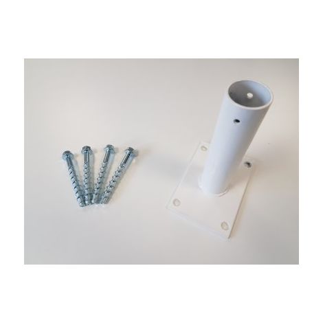 Kit Platine pour Poteau Rond de Portillon Grillagé Blanc + Visserie