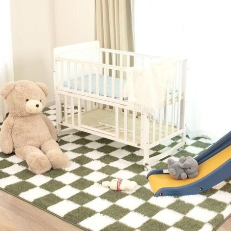 Bardusch - Tappeto Shaggy per soggiorno 160 x 230 cm, morbido tappeto a pelo lungo per soggiorno, camera da letto, divano, soffice, bianco e verde (1/3)
