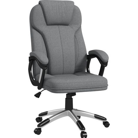 Sedia da ufficio ergonomica grigia con poggiatesta, braccioli e funzione oscillante (1/4)