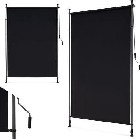 Store Auvent Vertical Manivelle Hauteur Réglable 200 X 220-310 CM, Store Extérieur Rétractable Sans Perçage, Écran Intimité pour Balcon, Noir (1/5)