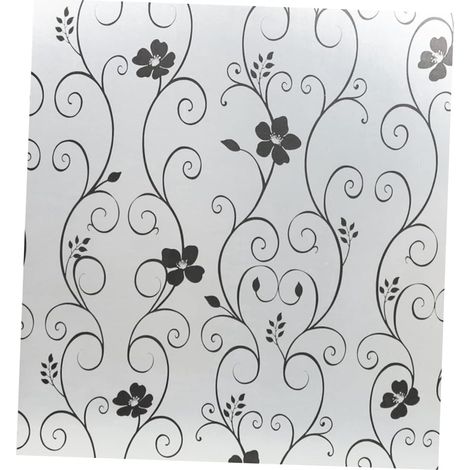 PRETYZOOM Film Autocollant Décoratif pour Fenêtre Verre Givré Motif Fer Forgé Noir pour Salle De Bain Bureau Et Cuisine