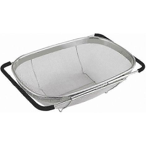 Passoire d'évier en acier inoxydable extensible jusqu'à 55 cm, utilisable en cuisine. Fonction passoire et tamis. 1 pièce. (1/5)
