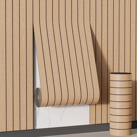 3D Autocollants Panneau Mural Decoratif,ImperméAbles Effet Bois Panneaux Acoustiques,Papier Peint épais Bois Insonorisant pour Les Murs du Salon, de La Cuisine Et Du Bureau 40x1020cm Chêne (1/5)