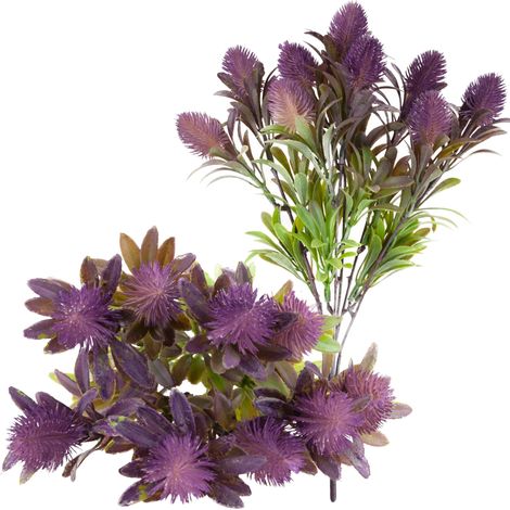 CV22198-4 Chardon artificiel, branche, bouquet complémentaire, feuilles de chardon, décoration de cimetière (1/5)
